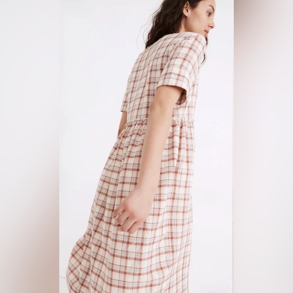 Madewell Plaid Pocket Midi Shirtdress Cotton Blend Women’s Size Medium - Picture 2 of 9
